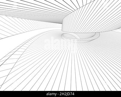 Contorno del telaio del filo sfondo interno a spirale, illustrazione del rendering 3d Foto Stock