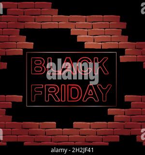 Black Friday vendita banner neon segno Illustrazione Vettoriale
