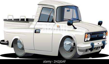 Pickup Cartoon isolato su sfondo bianco. Formato vettoriale EPS-10 disponibile separato da gruppi e livelli per una facile modifica Illustrazione Vettoriale
