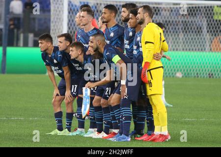 Team Olympique de Marseille durante la UEFA Europa League, la partita di calcio del Gruppo e tra SS Lazio e Olympique de Marseille il 21 ottobre 2021 allo Stadio Olimpico di Roma. Foto Laurent Lairys/ABACAPRESS.COM Foto Stock