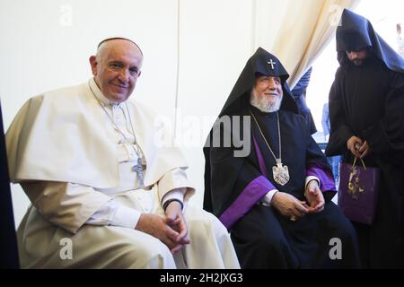 YEREVA, ARMENIA - 25 giugno 2016: Il capo della Chiesa cattolica Visita di Papa Francesco in Armenia Foto Stock