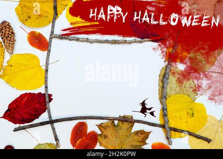 Halloween mockup con macchie di sangue e pipistrelli Foto Stock