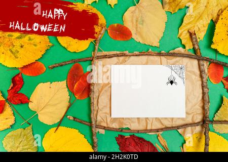 Halloween mockup con macchie di sangue e pipistrelli Foto Stock