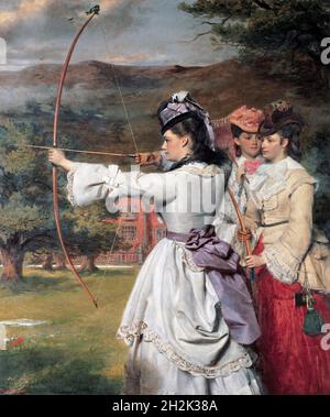 La Fiera Toxophilites (o Arcieri inglesi, XIX secolo) di William Powell Frith (1819-1909), olio su tela, 1872 Foto Stock