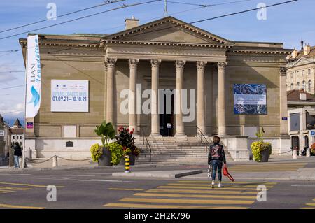 La facciata neogreca del Musée Rath, Ginevra, Svizzera Foto Stock