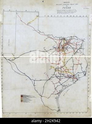 Mappa degli incroci ferroviari del Texas di Bissell Foto Stock