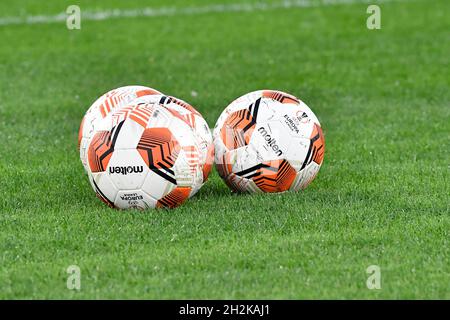 Roma, Italia. 21 ottobre 2021. In azione durante la partita del gruppo e della UEFA Europa League tra Lazio Roma e Olympique de Marseille allo Stadio Olimpico il 21 ottobre 2021 a Roma. (Foto di Domenico Cippitelli/Pacific Press/Sipa USA) Credit: Sipa USA/Alamy Live News Foto Stock