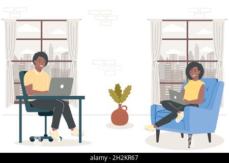 gli sviluppatori lavorano in coppia sul luogo di lavoro Illustrazione Vettoriale