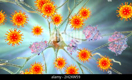Eziologia infettiva della demenza, illustrazione concettuale Foto Stock