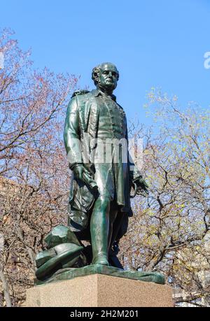 Statua di Sir John Franklin, esploratore artico e tenente governatore della Terra di Van Diemen dal 1837 al 1843 - Hobart, Tasmania, Australia Foto Stock