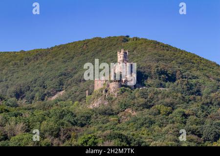 Sooneck Castello (Burg Sooneck) paesaggio sul Reno centrale superiore vicino Niederheimbach, Germania Foto Stock