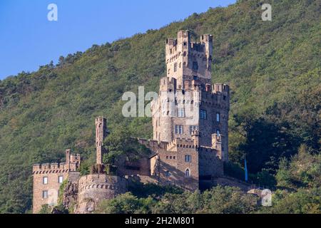 Sooneck Castello (Burg Sooneck) paesaggio sul Reno centrale superiore vicino Niederheimbach, Germania Foto Stock