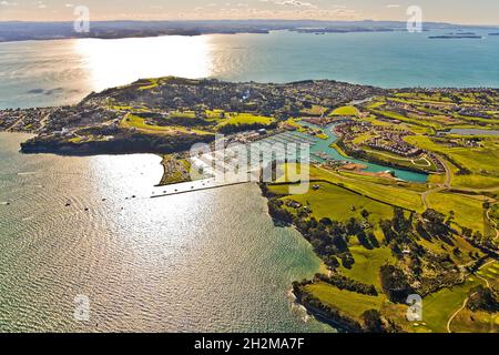 Penisola di Whangaparaoa-Porto del Golfo Foto Stock