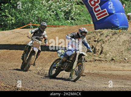 La Lega Catalana di Motocross si tiene presso il circuito di Vallgorguina, Catalogna, Spagna Foto Stock