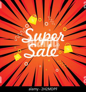 Modello di banner Super sale. Vendita Banner Design. Banner di vendita astratto. Illustrazione Vettoriale