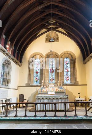 L'interno della chiesa parrocchiale di Howick, St Michael e All Angels, Howick, Northumberland, Inghilterra, Regno Unito Foto Stock