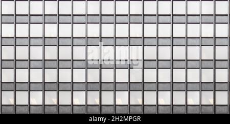 Alto edificio con facciata in vetro. Moderno grattacielo per ufficio esterno tenda parete sfondo. Architettura del quartiere degli affari della città Foto Stock