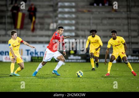 Vejle, Danimarca. 22 ottobre 2021. Andres Ponce (9) di Vejle Boldklub visto durante la 3F Superliga partita tra Vejle Boldklub e FC Nordsjaelland al Vejle Stadion di Vejle. (Photo Credit: Gonzales Photo/Alamy Live News Foto Stock