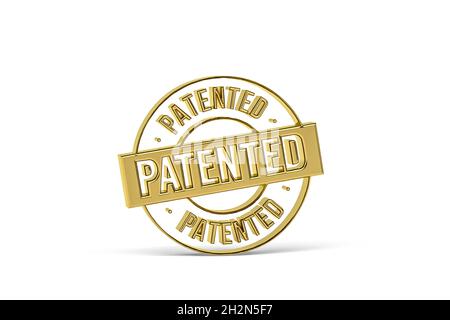 Icona Golden 3d Patent isolata su sfondo bianco - rendering 3d Foto Stock