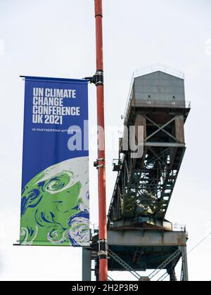 Glasgow, Scozia, Regno Unito. 23 ottobre 2021. Viste del sito durante i preparativi finali con una settimana fino all'apertura della Conferenza ONU sul cambiamento climatico UK COP26 che si terrà a Glasgow nel 2021. Iain Masterton/Alamy Live News. Foto Stock