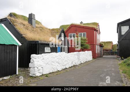 Tinganes, parte storica di Torshavn, Streymoy, Isole Faroe, Scandinavia, Europa. Foto Stock