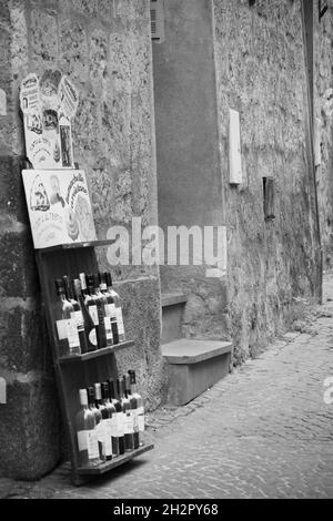 Case a Orvieto in bianco e nero Foto Stock