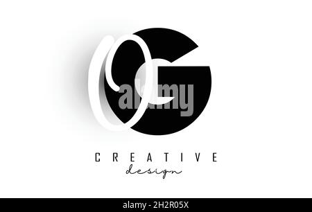 Le lettere VANNO logo con un design minimalista. Lettere G e o con tipografia geometrica e manoscritta. Illustrazione di Creative Vector con lettere. Illustrazione Vettoriale