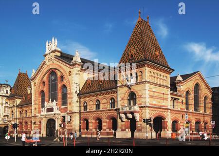 Ungarn, Budapest, Große Markthalle, Nagy Vásárcsarnok, 1894-1896 von Architekt Samuel Petz, Vámház Körút 1-3, nahe der Freiheitsbrücke | Ungheria, Buda Foto Stock