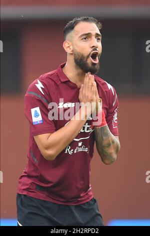 Salerno, Italia. 23 ottobre 2021. Grigoris Kastanos durante la serie A match tra US Salernitana 1919 ed Empoli FC allo Stadio Arechi. (Foto di Agostino Gemito/Pacific Press) Credit: Pacific Press Media Production Corp./Alamy Live News Foto Stock