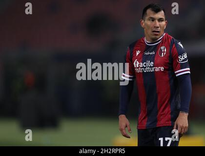 Bologna, 23 ottobre 2021. Gary Medel del Bologna FC durante la serie A a a Renato Dall'Ara, Bologna. Il credito d'immagine dovrebbe essere: Jonathan Moscrop / Sportimage Foto Stock