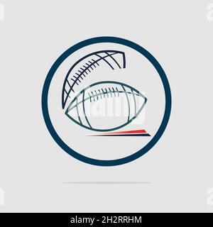 Modello di disegno con logo americano sportivo su sfondo grigio Illustrazione Vettoriale