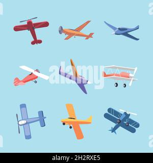 icone diverse dell'aeroplano Illustrazione Vettoriale