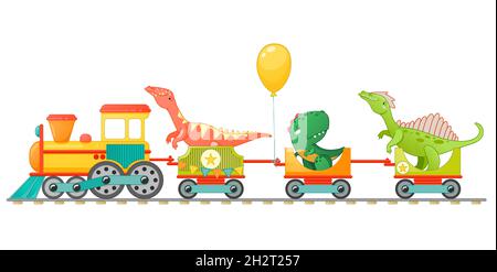 Allenati con un simpatico dinosauro in stile cartone animato. Vector illustrazione colorata per scuola, disegno prescolare bambini. Illustrazione Vettoriale