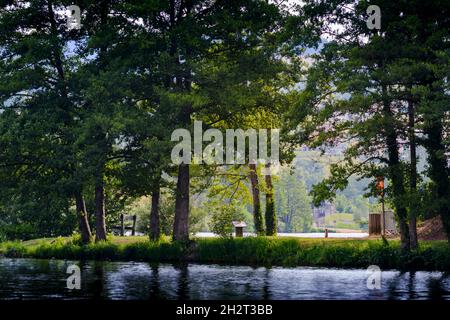 Promenade, Sentiers, activités au Lac des Sapins, Cublize Foto Stock