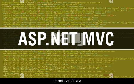 ASP.NET testo MVC scritto sul codice di programmazione astratto tecnologia background di sviluppatore software e computer script. ASP.NET MVC concetto di codice attivo Foto Stock