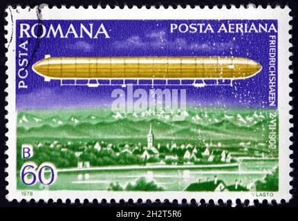 ROMANIA - CIRCA 1978: Un francobollo stampato in Romania mostra Airship LZ-1 su Friedrichshafen, circa 1978 Foto Stock