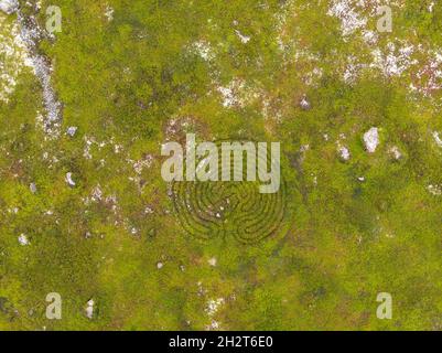 Labirinto di pietra su Solovki. Russia, Regione di Arkhangelsk, Isola di Bolshoi Zayatsky Foto Stock