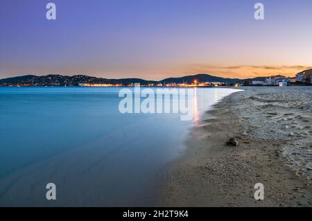 Port Grimaud - France  This photography was taken from the beach of Port Grimaud, an old city in the south of France.  Cette photo a été prise depuis Stock Photo