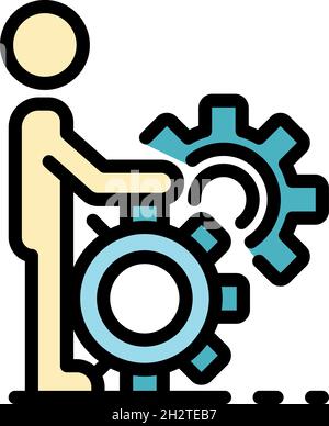 Icona di abilità del sistema di cambio efficiente. Delineare un efficiente sistema di ingranaggi skill vettore icona colore piatto isolato Illustrazione Vettoriale