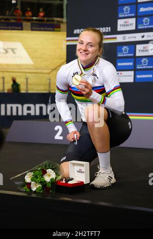 Ciclista tedesca donne Lea Sophie FRIEDRICH campione del mondo Time Trial donne durante il Tissot UCI Track Cycling World Championships 2021 il 23 ottobre 2021 allo Stab Vélodrome di Roubaix, Francia - Foto Laurent Sanson / LS Medianord / DPPI Foto Stock