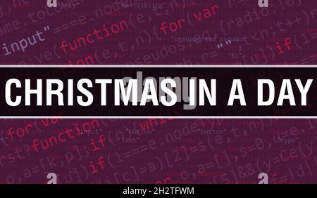 Natale in un giorno con il testo del codice Java digitale. Natale in un giorno e computer software codifica vettoriale concetto. Programmazione script di codifica java, digita Foto Stock