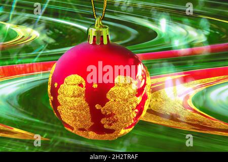 Albero di Natale decorazione rosso palla di vetro Foto Stock