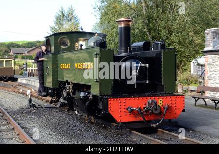 Grande locomotiva a vapore occidentale costruita negli anni '20 presso la stazione ferroviaria di Devils Bridge vale of Rhidol Railway Pontarfynach Ceredigion Galles Cymru UK Foto Stock