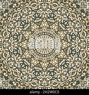 Senza cuciture floreali mandala block pattern.colorful ornamentale design.Luxurious modello senza giunture per piastrelle, tessuto, carta da parati straccio.Oriental. Illustrazione Vettoriale