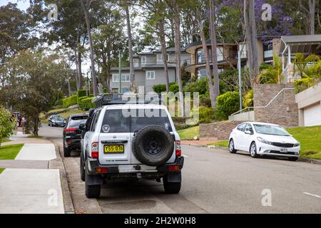 Veicolo 4WD White Nissan Patrol a Sydney predisposto per la guida fuoristrada, Sydney, Australia Foto Stock