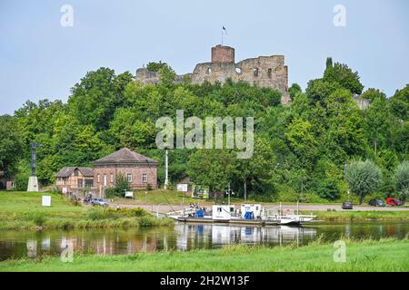 Weserfähre, Burg, Polle, Niedersachsen, Germania Foto Stock