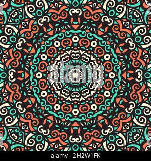 Senza cuciture floreali mandala block pattern.colorful ornamentale design.Luxurious modello senza giunture per piastrelle, tessuto, carta da parati straccio.Oriental. Illustrazione Vettoriale