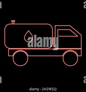 Cassetta al neon camion rosso colore vettore illustrazione piatta stile immagine luce Illustrazione Vettoriale