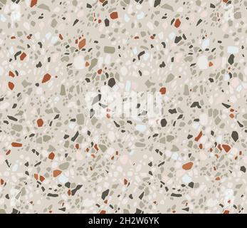 Pavimento terrazzo con motivo senza cuciture. Sfondo del classico pavimento italiano in stile veneziano composto da pietra naturale illustrazione vettoriale Illustrazione Vettoriale