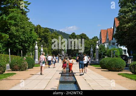 Wasserlauf Hauptallee, Bad Pyrmont, Niedersachsen, Deutschland Foto Stock